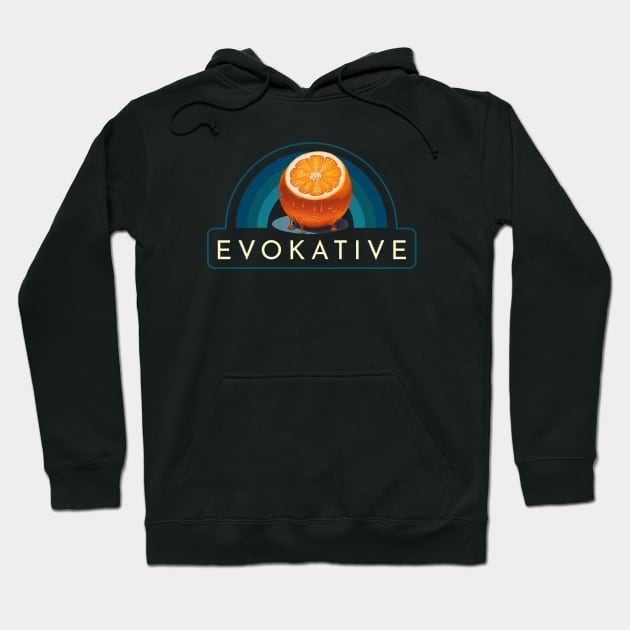 Dripping Orange Fruit And Stripes Modern Art Evokative Logo Hoodie by Evokative Wear